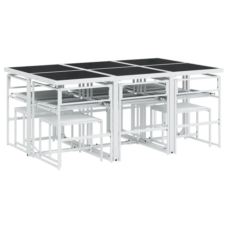 Ensemble à manger de jardin avec coussins 11pcs blanc textilène - 6
