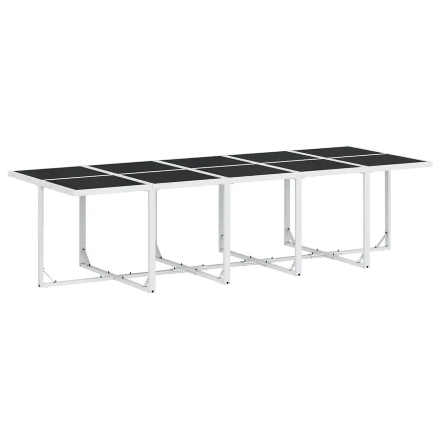 Ensemble à manger de jardin avec coussins 15pcs blanc textilène - 3