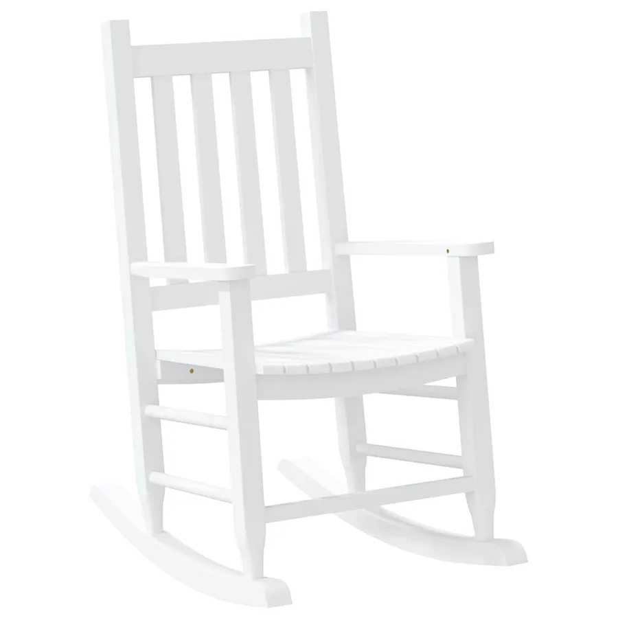 Chaise à bascule enfants blanc bois de peuplier massif - 2