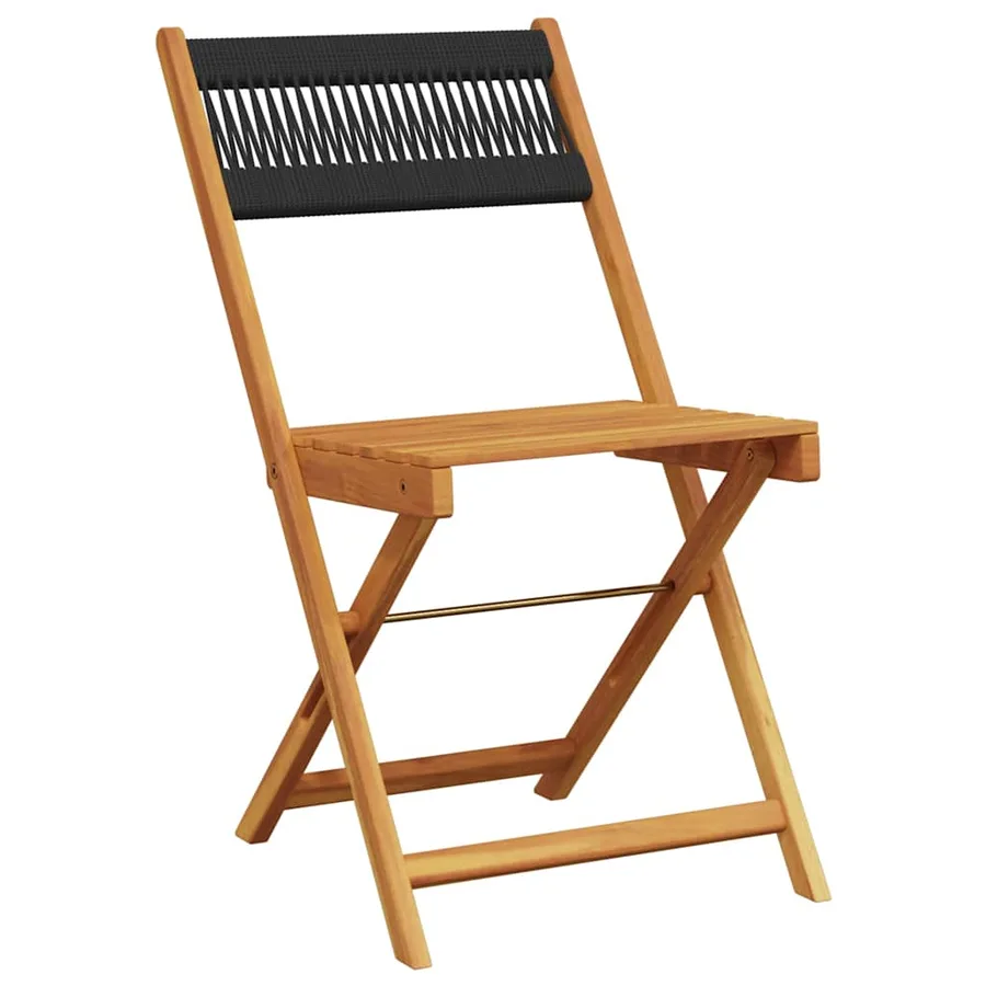 Ensemble de bistro 3 pcs noir polypropylène et bois massif - 3