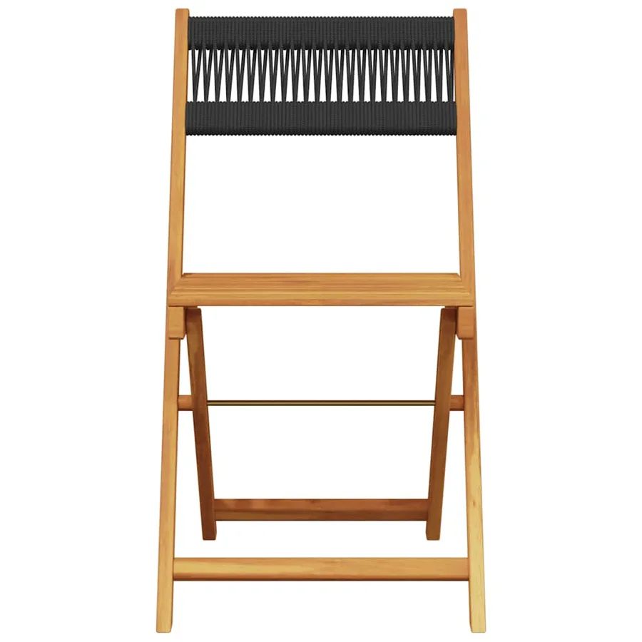Ensemble de bistro 3 pcs noir polypropylène et bois massif - 4