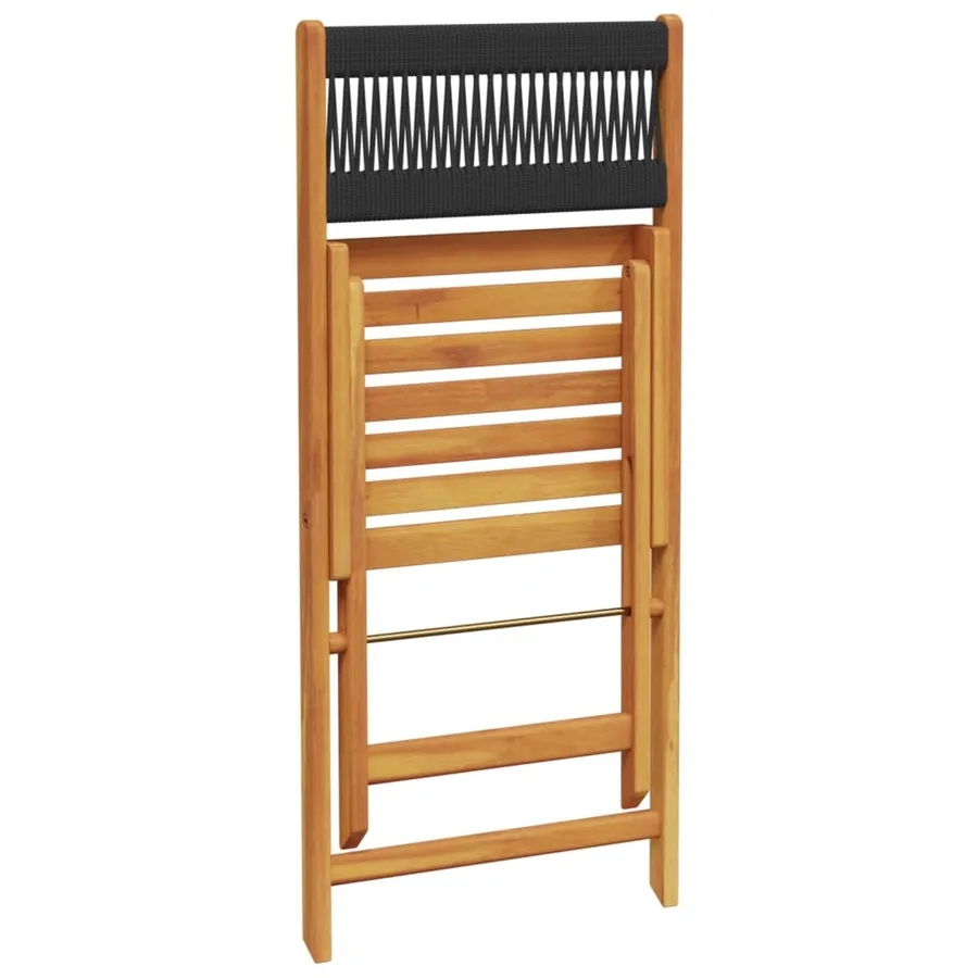 Ensemble de bistro 3 pcs noir polypropylène et bois massif - 7
