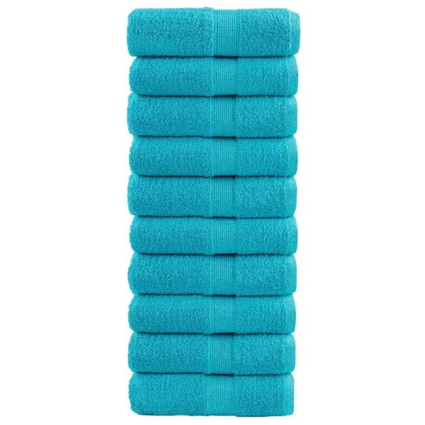 Serviettes de toilette premium SOLUND 10 pièces Turquoise 30 x 30 cm 600 g/m²
