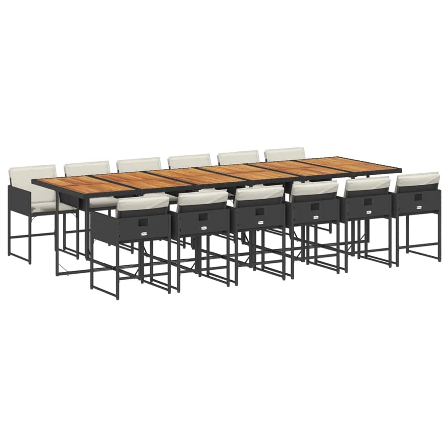 Ensemble à manger de jardin 13 pcs coussins noir résine tressée - 2