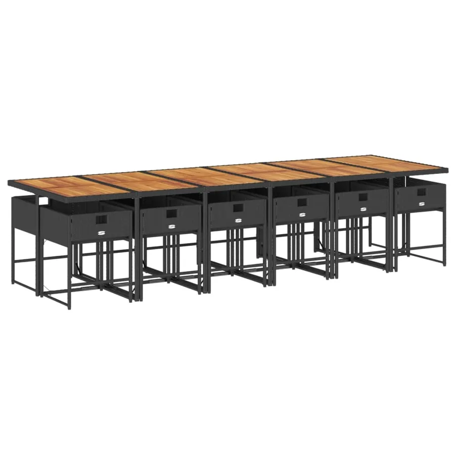 Ensemble à manger de jardin 13 pcs coussins noir résine tressée - 5
