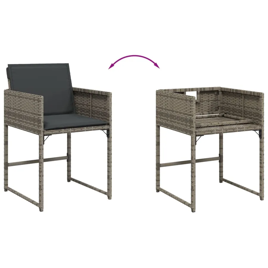Ensemble à manger de jardin 11pcs avec coussins gris poly rotin - 8