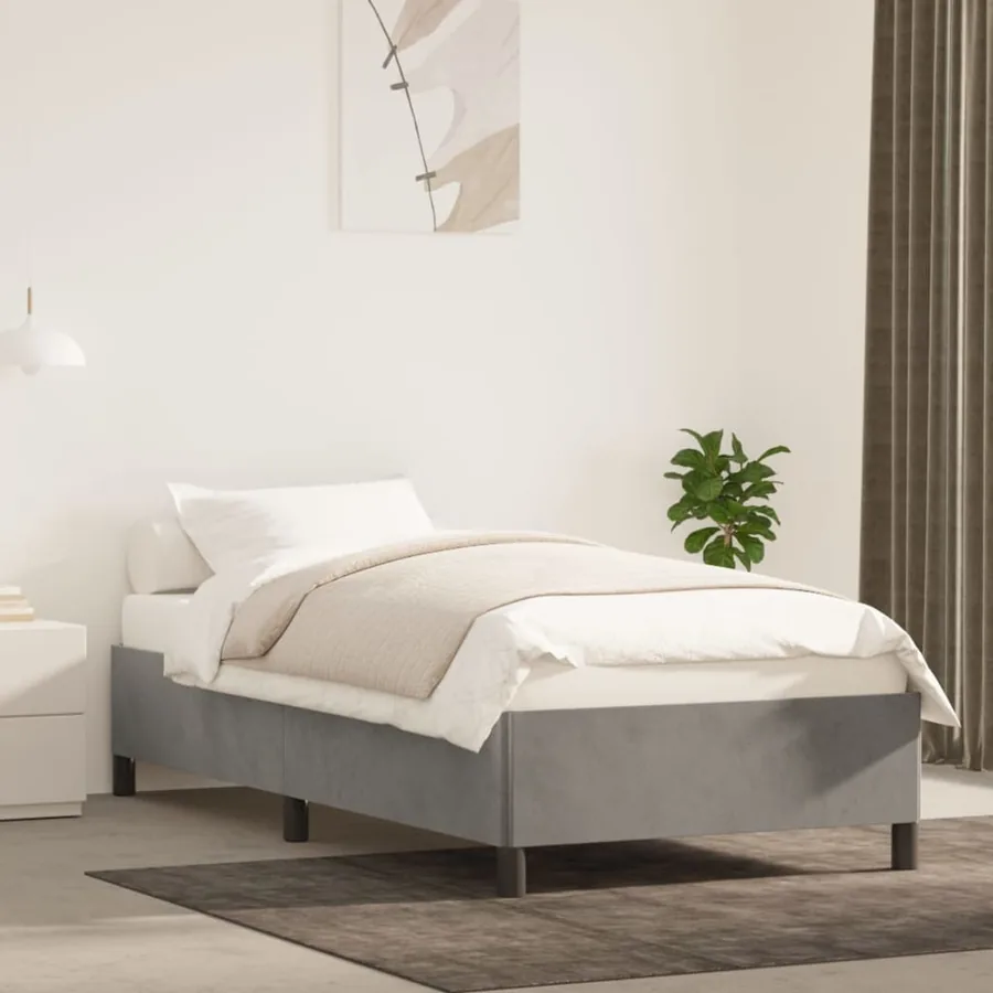 Cadre de lit sans matelas gris clair 90x200 cm velours