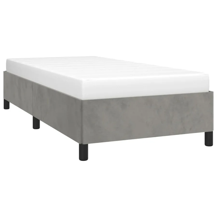 Cadre de lit sans matelas gris clair 90x200 cm velours - 3