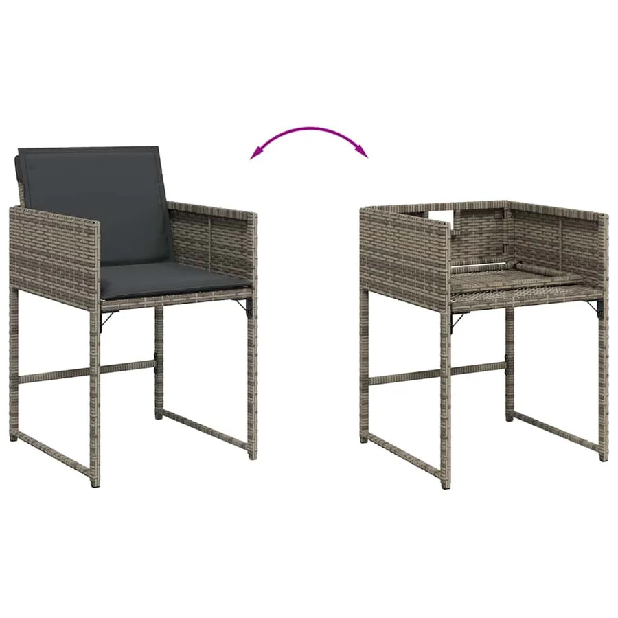 Ensemble à manger de jardin 11pcs avec coussins gris poly rotin - 10