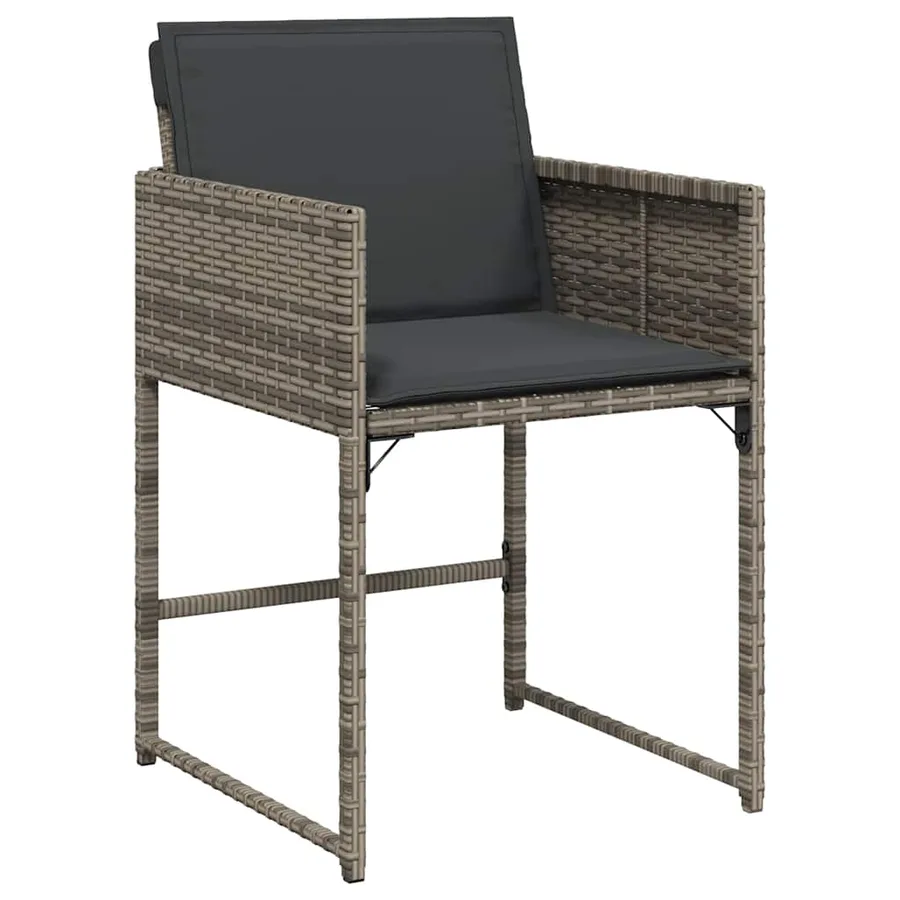 Ensemble à manger de jardin 11pcs avec coussins gris poly rotin - 6