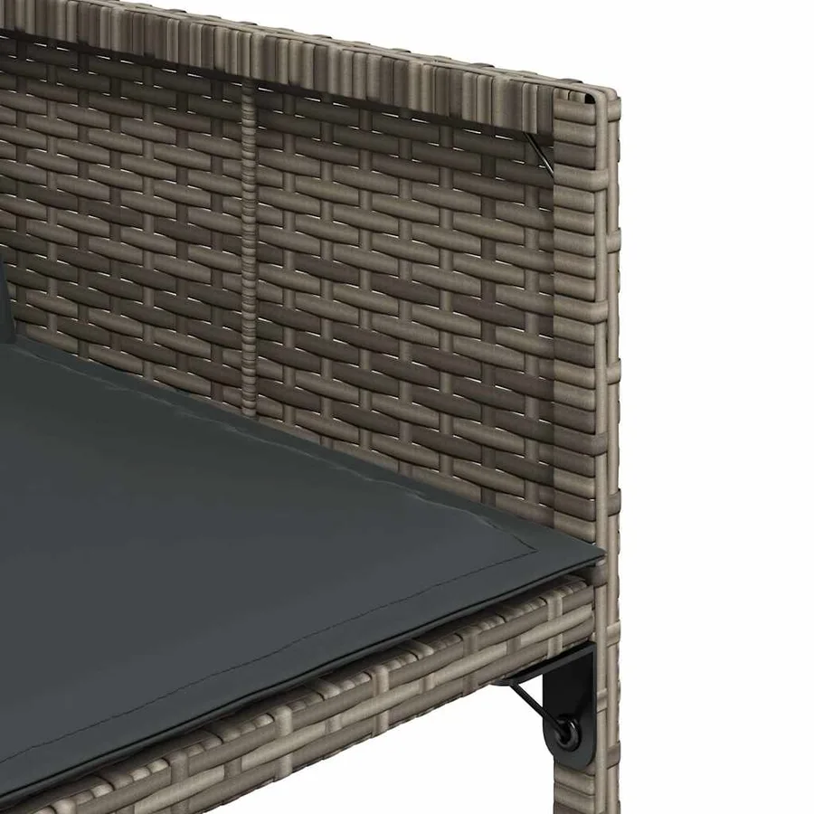 Ensemble à manger de jardin 11pcs avec coussins gris poly rotin - 9