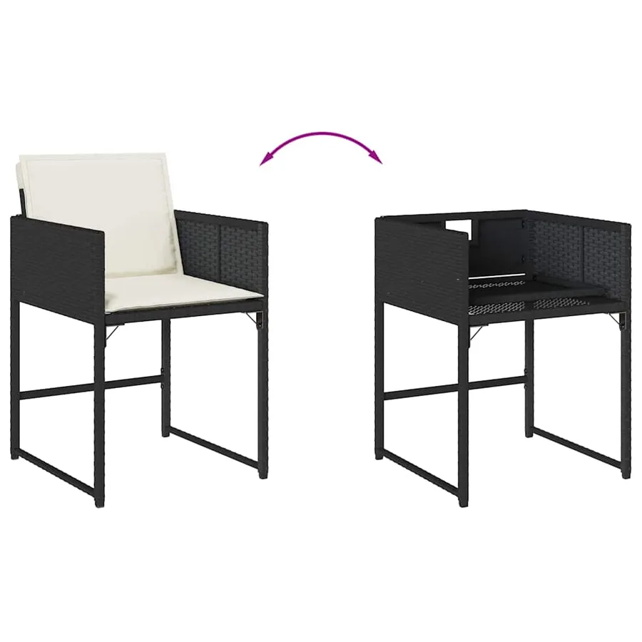 Ensemble à manger de jardin 9pcs coussins noir résine tressée - 10