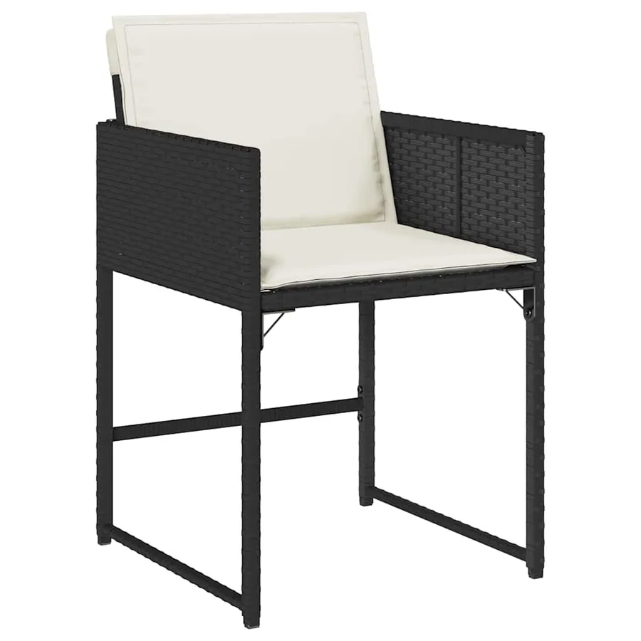 Ensemble à manger de jardin 9pcs coussins noir résine tressée - 5