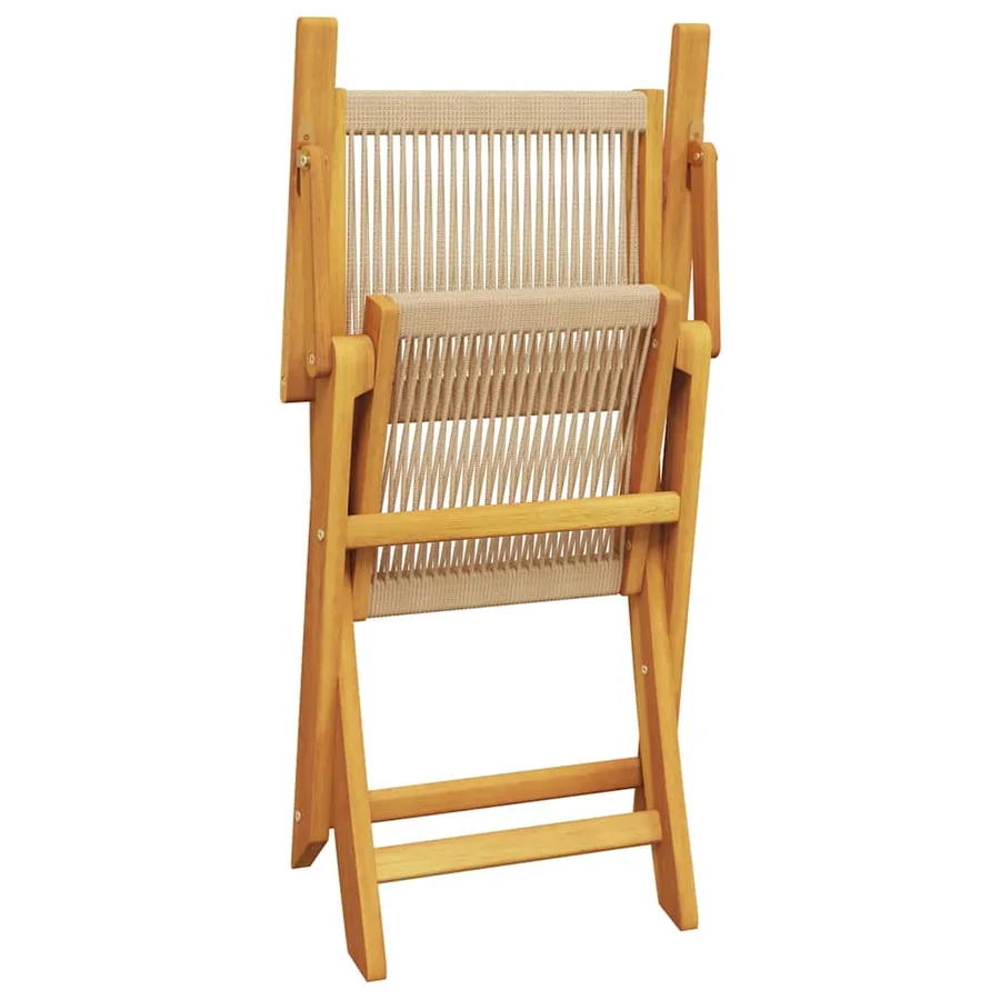 Ensemble de bistro 3 pcs beige polypropylène et bois massif - 8