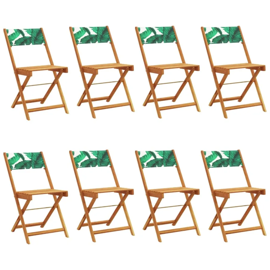 Chaises de jardin pliantes lot de 8 vert tissu et bois massif - 2