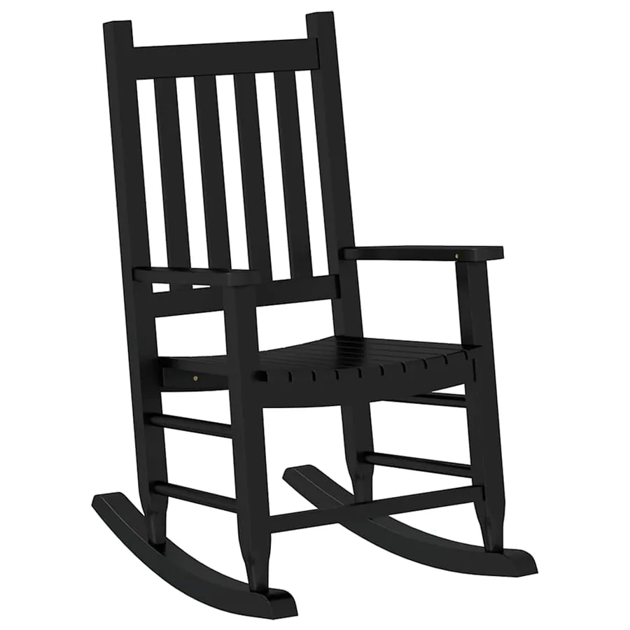 Chaise à bascule enfants noir bois de peuplier massif - 2