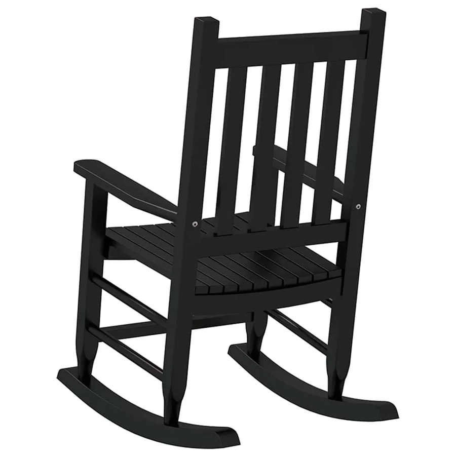 Chaise à bascule enfants noir bois de peuplier massif - 6