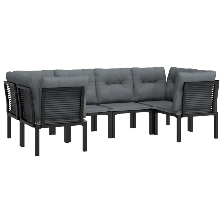 Salon de jardin 6 pcs noir et gris résine tressée - 3