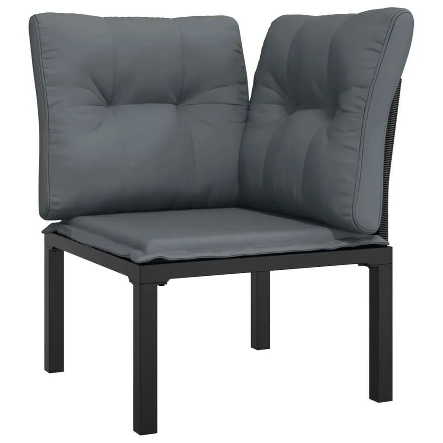 Salon de jardin 6 pcs noir et gris résine tressée - 4