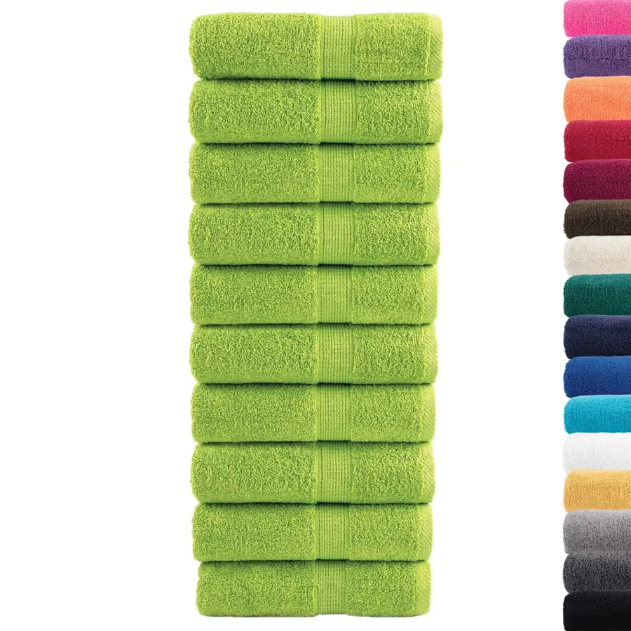 Serviettes de toilette Premium SOLUND 10 pièces Vert pomme 30 x 30 cm 600 g/m² - 2