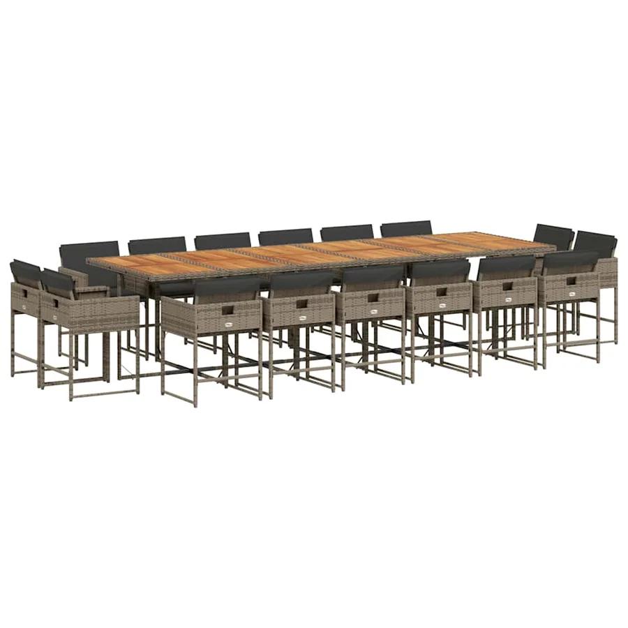 Ensemble à manger de jardin 17 pcs et coussins résine tressée - 2
