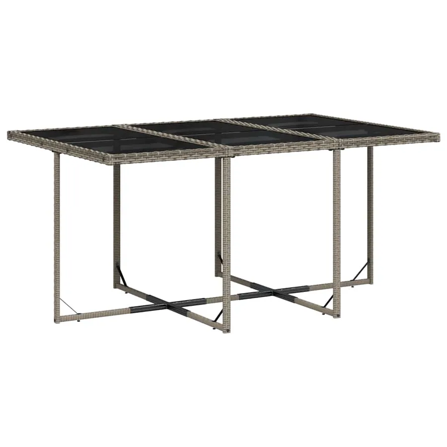Ensemble à manger de jardin 11pcs avec coussins gris poly rotin - 3