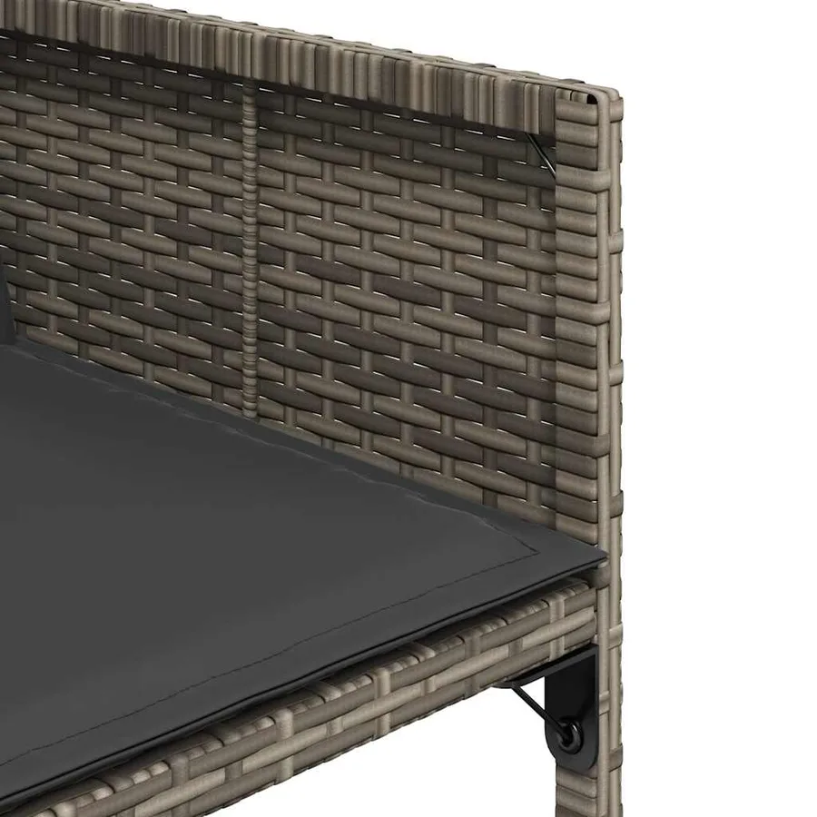 Ensemble à manger de jardin 11pcs avec coussins gris poly rotin - 6