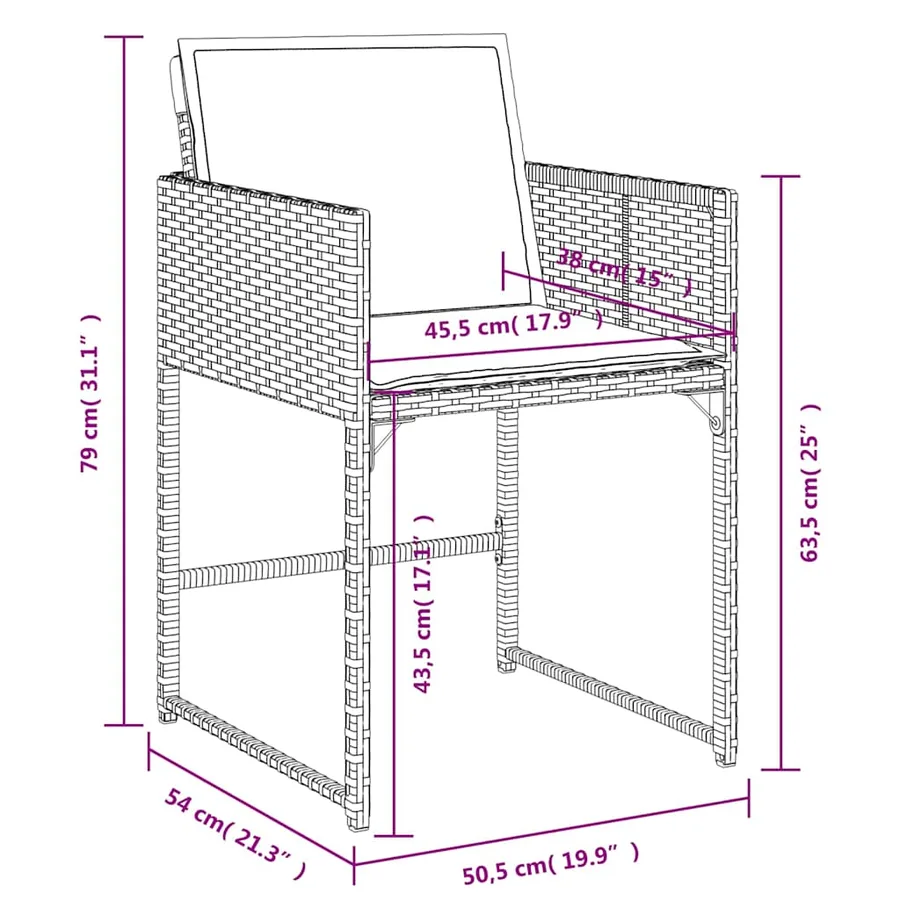 Ensemble à manger de jardin 11pcs avec coussins gris poly rotin - 9