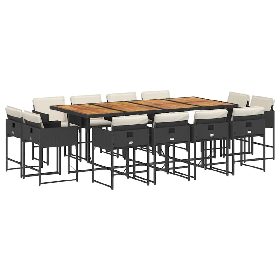 Ensemble à manger de jardin 13 pcs coussins noir résine tressée - 2