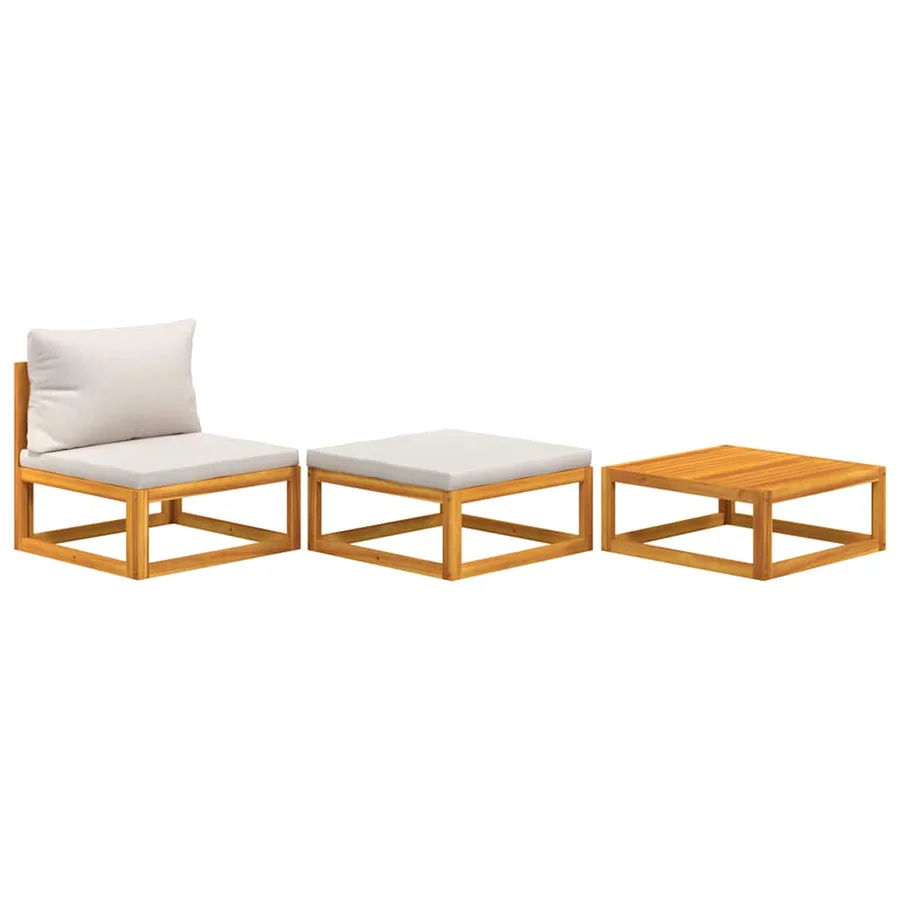 Garden lounge set 3 pcs with cushions solid acacia wood - 2