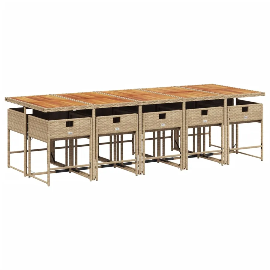Ensemble à manger de jardin et coussins 11 pcs beige poly rotin - 5
