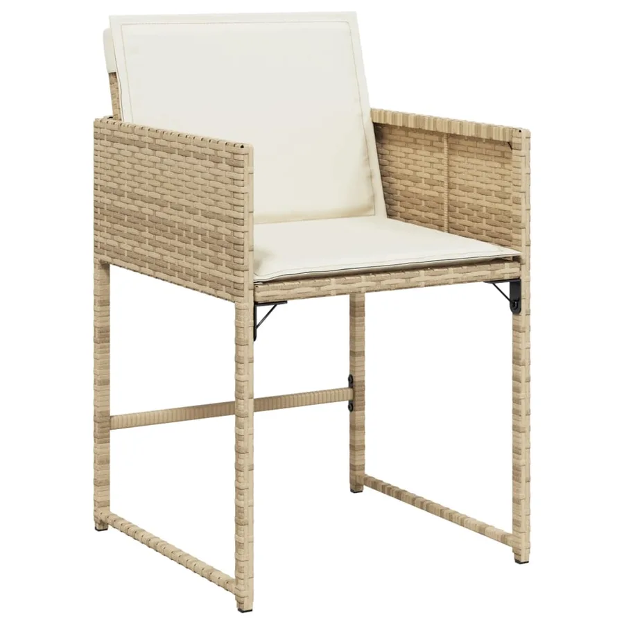 Ensemble à manger de jardin avec coussins 5pcs Beige poly rotin - 5