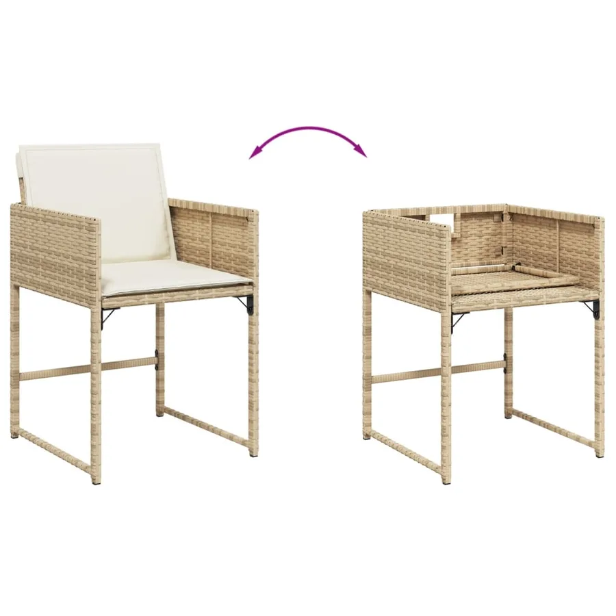 Ensemble à manger de jardin avec coussins 5pcs Beige poly rotin - 8