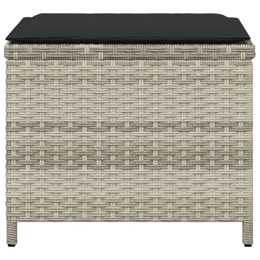 Tabourets de jardin coussins lot de 4 gris clair résine tressée - 6
