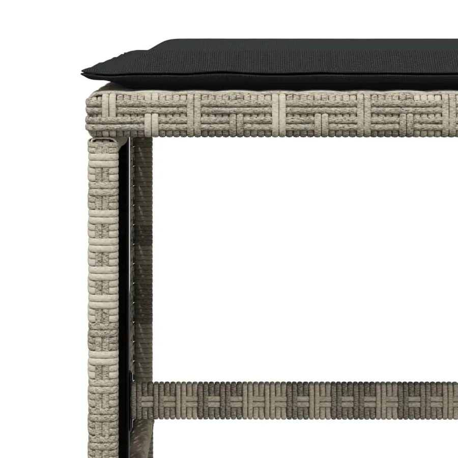 Tabourets de jardin coussins lot de 4 gris clair résine tressée - 8