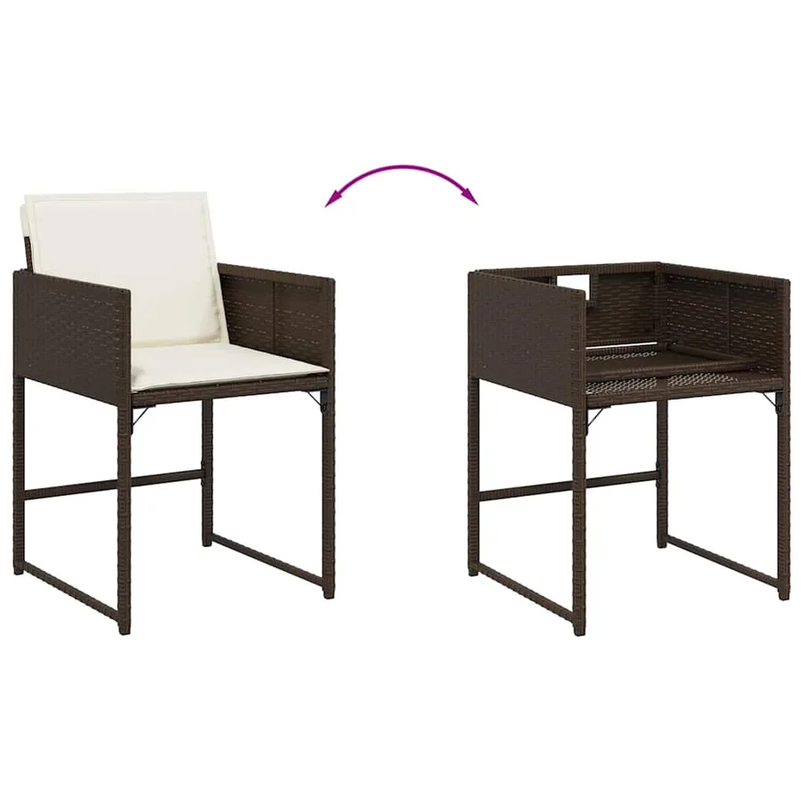 Ensemble à manger de jardin avec coussins 15 pcs marron rotin - 10