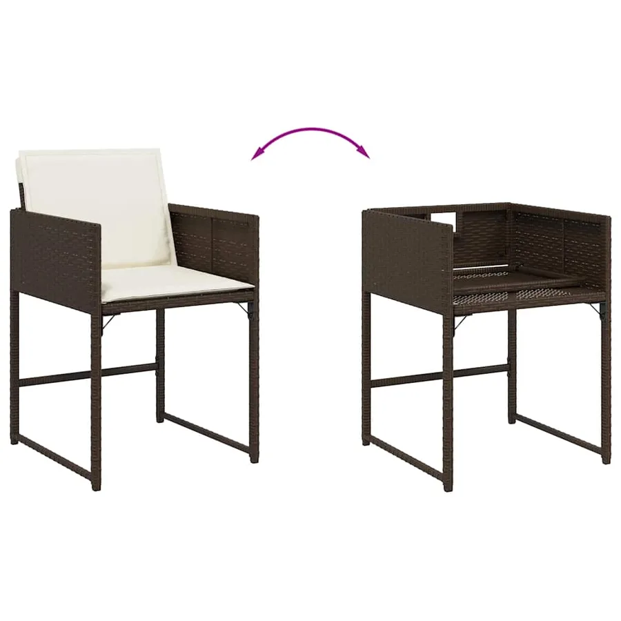 Ensemble à manger de jardin avec coussins 13 pcs marron rotin - 10