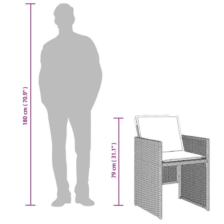 Ensemble à manger de jardin et coussins 15 pcs gris clair rotin - 14