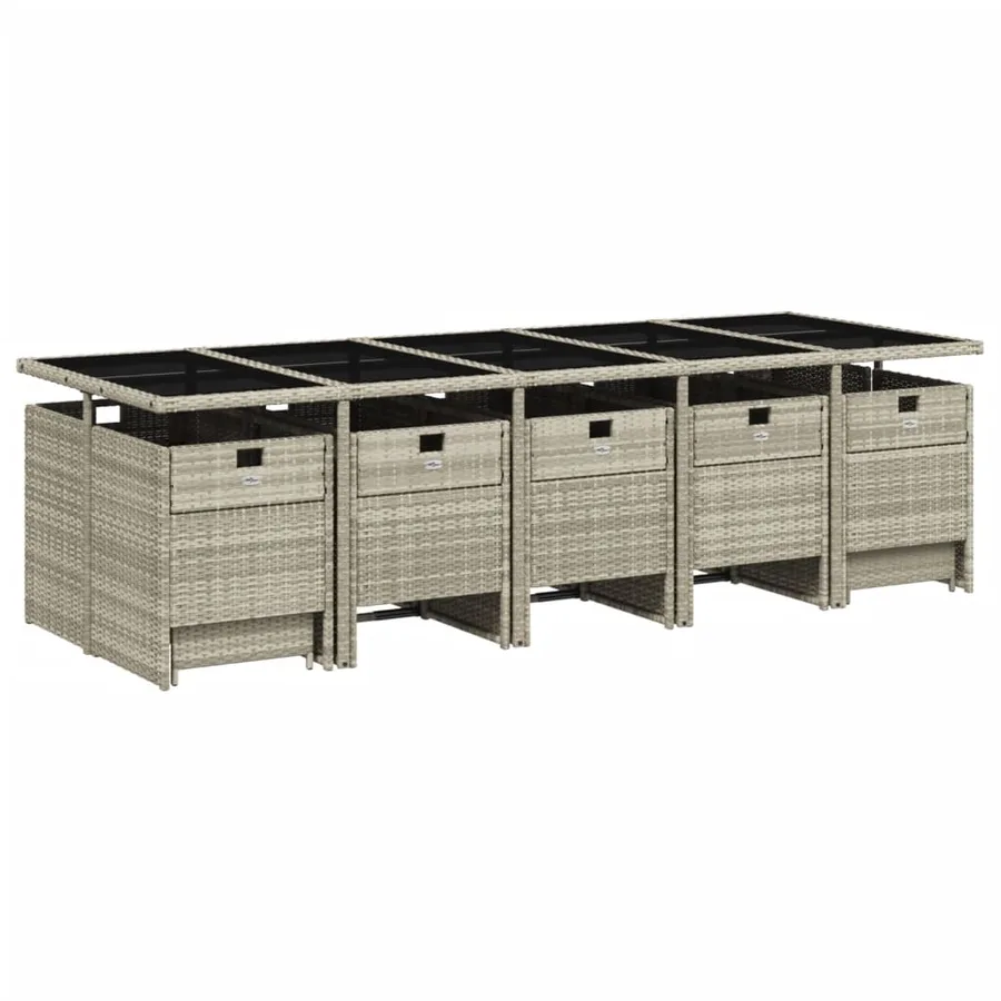 Ensemble à manger de jardin et coussins 15 pcs gris clair rotin - 3