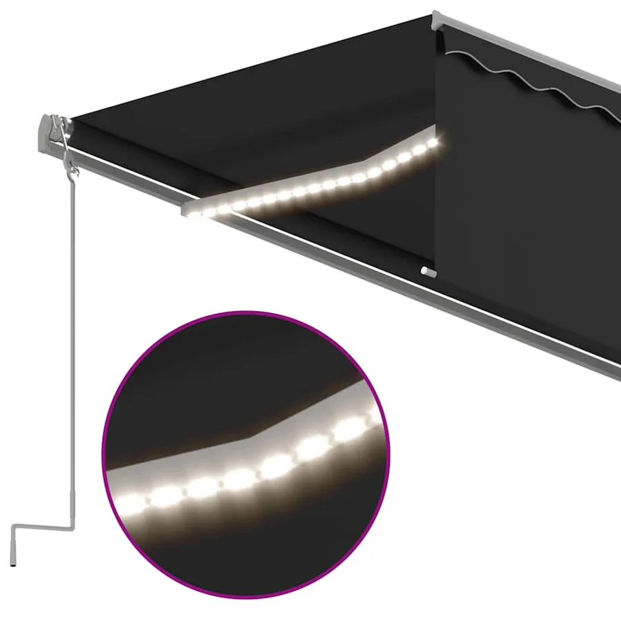 Auvent automatique store capteur de vent et LED 5x3m Anthracite - 4