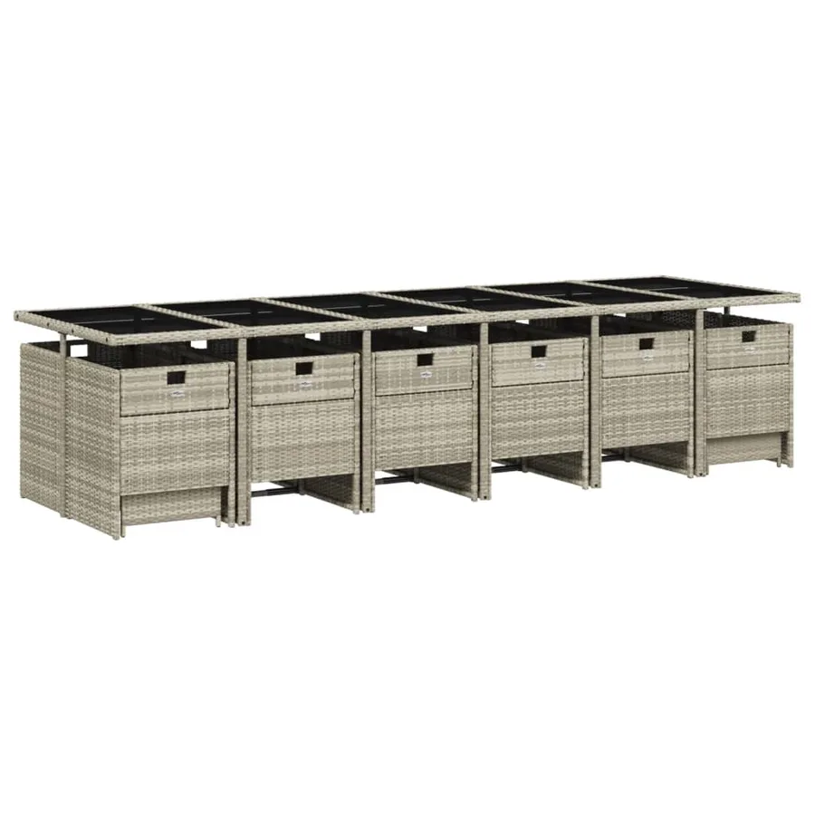 Ensemble à manger de jardin et coussins 17 pcs gris clair rotin - 3