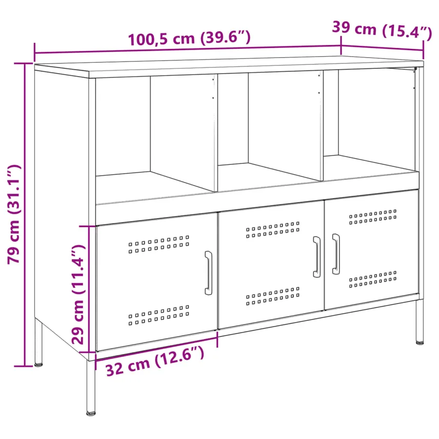 Buffet vert olive 100,5x39x79 cm acier - 14