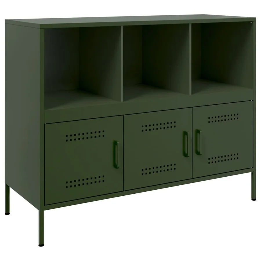 Buffet vert olive 100,5x39x79 cm acier - 2