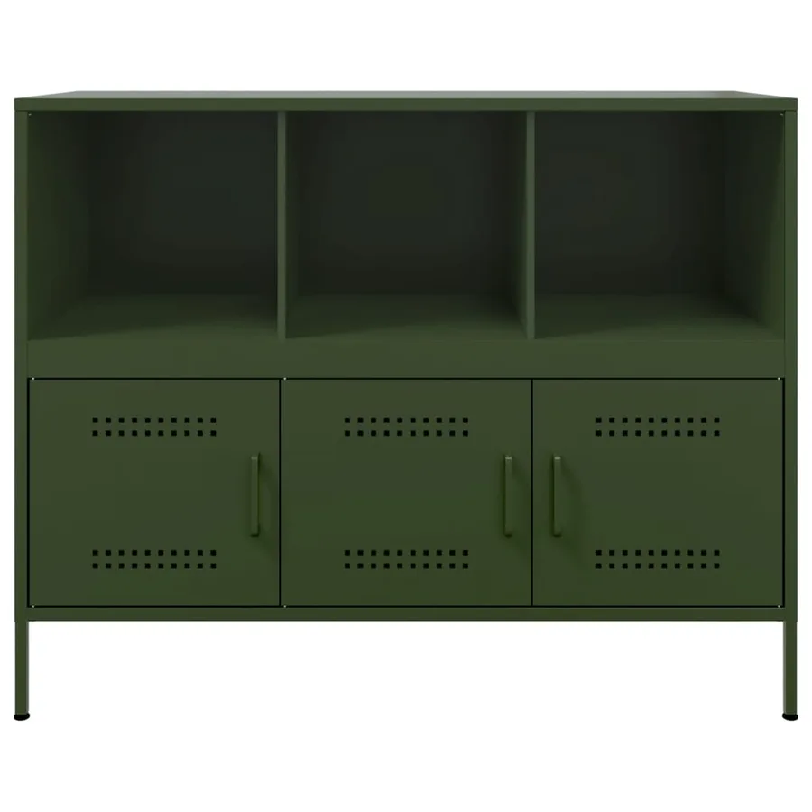 Buffet vert olive 100,5x39x79 cm acier - 6