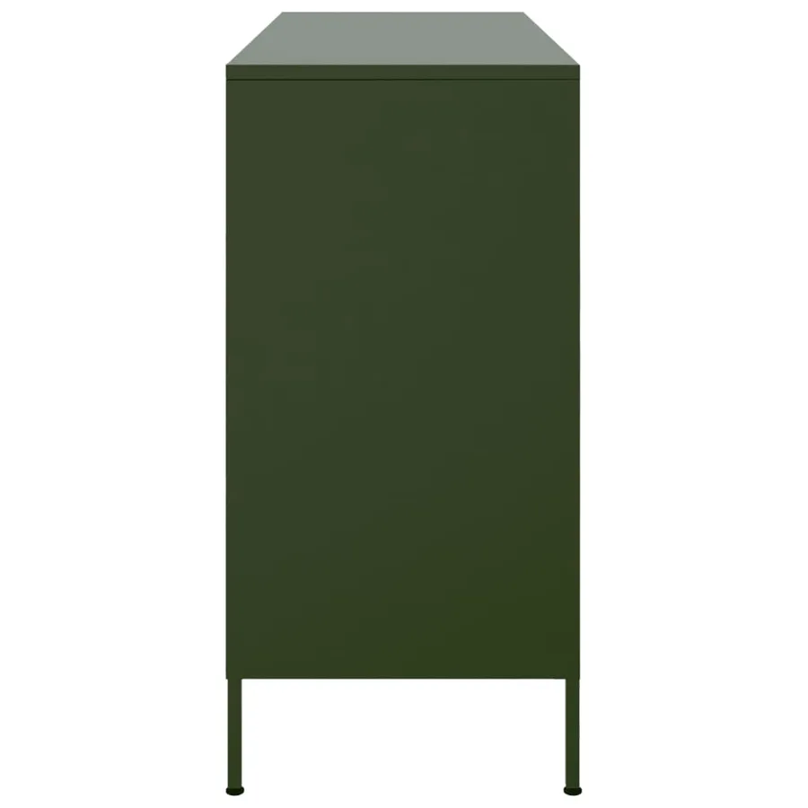 Buffet vert olive 100,5x39x79 cm acier - 7