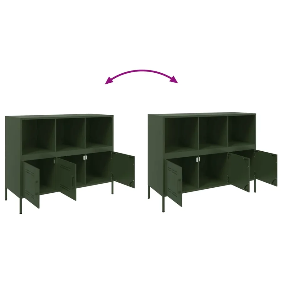 Buffet vert olive 100,5x39x79 cm acier - 9