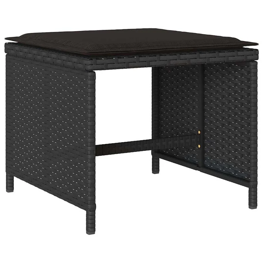 Ensemble à manger de jardin 11 pcs coussins noir résine tressée - 6