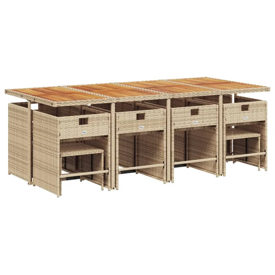 Ensemble à manger de jardin et coussins 13 pcs beige - 5