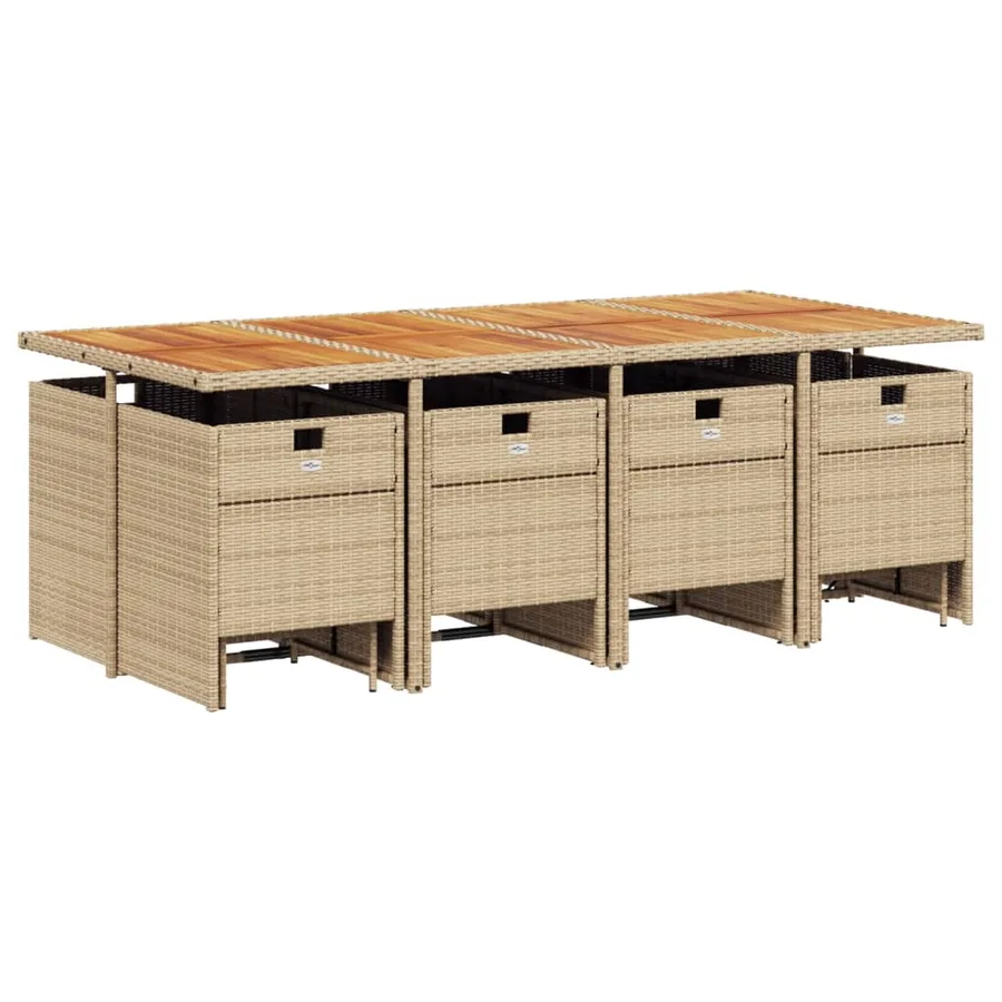 Ensemble à manger de jardin et coussins 13 pcs beige - 3