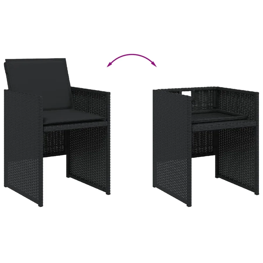 Ensemble à manger de jardin 11 pcs coussins noir résine tressée - 7
